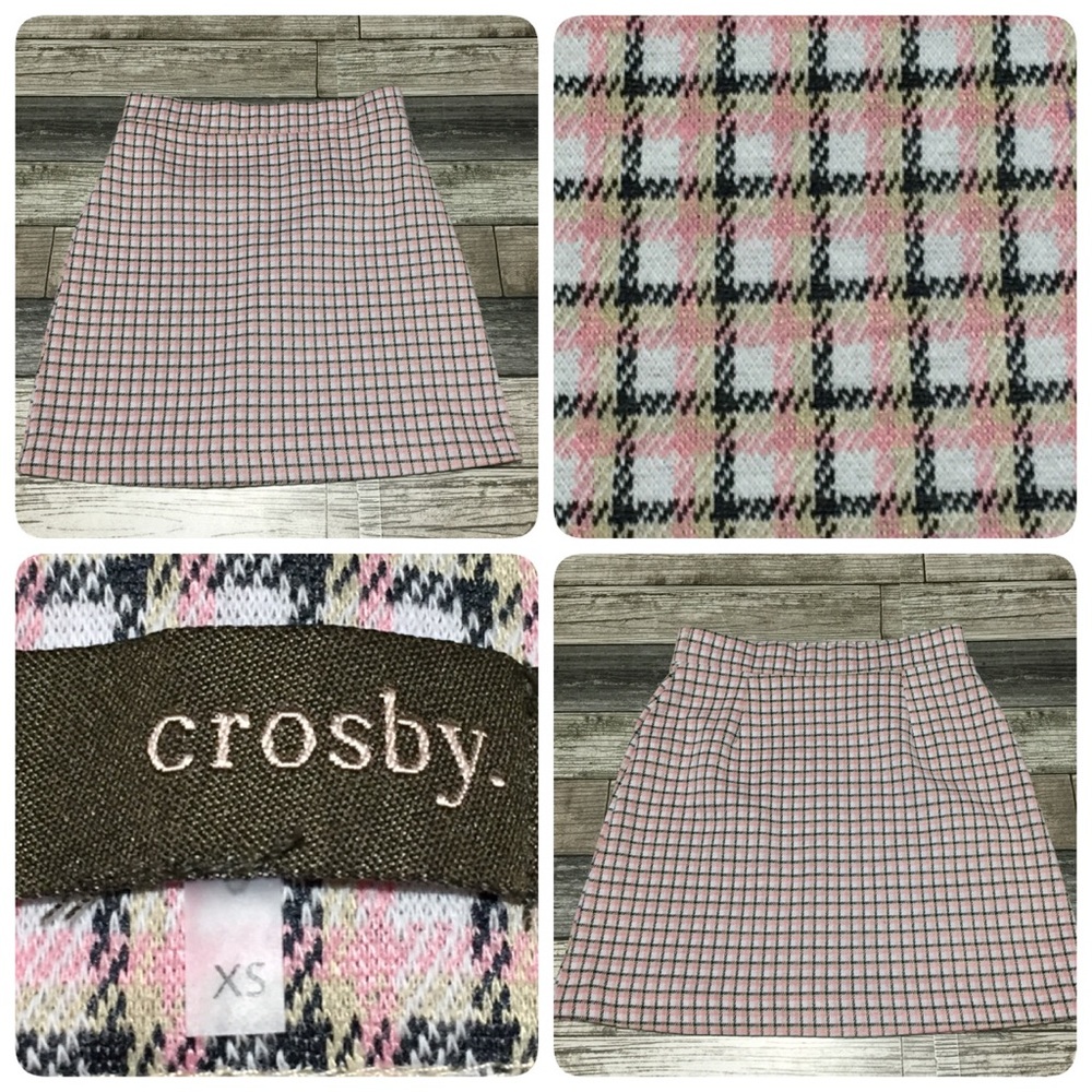 Crosby Plaid Skirt Women’s XS Pink Pockets Cotton Blend